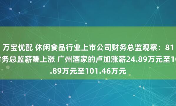 万宝优配 休闲食品行业上市公司财务总监观察：81%的公司财务总监薪酬上涨 广州酒家的卢加涨薪24.89万元至101.46万元